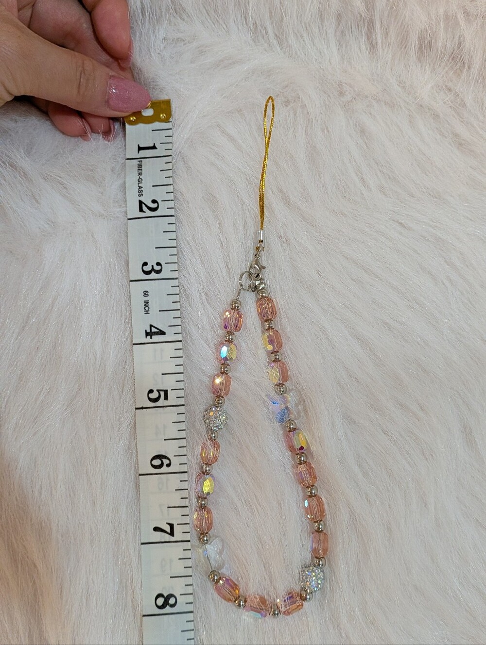 Y2K Aesthetic Pink Crystal Phone Strap | Butterfly Beaded Charm